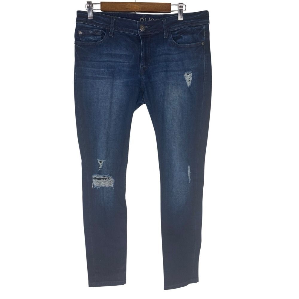 DL1961 Amanda Skinny Jeans Seville Distressed Dark Wash Denim Stretch Size 30
